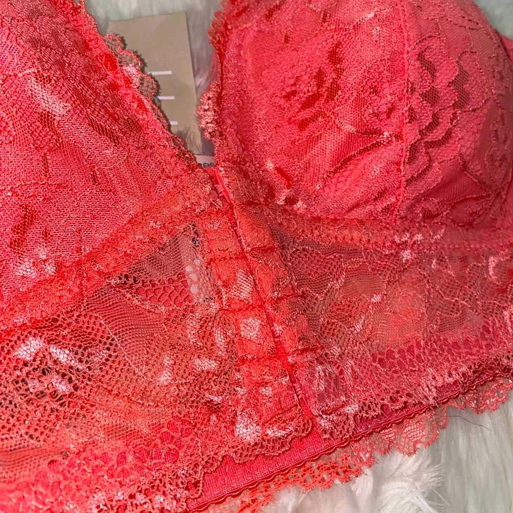 Pink front closure bralette